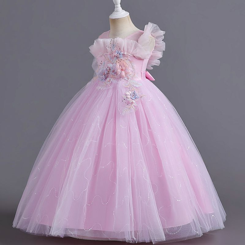 Children's Dress Skirt Girls Dress Long Skirt Performance Embroidery Host Middle And Large Children's_voghion.com