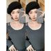 girl French Style Low Round Neck Knitted For Women Early Autumn Vintage Elegant Base Shirt Slim Fit Pullover Sweater Inner_voghion.com