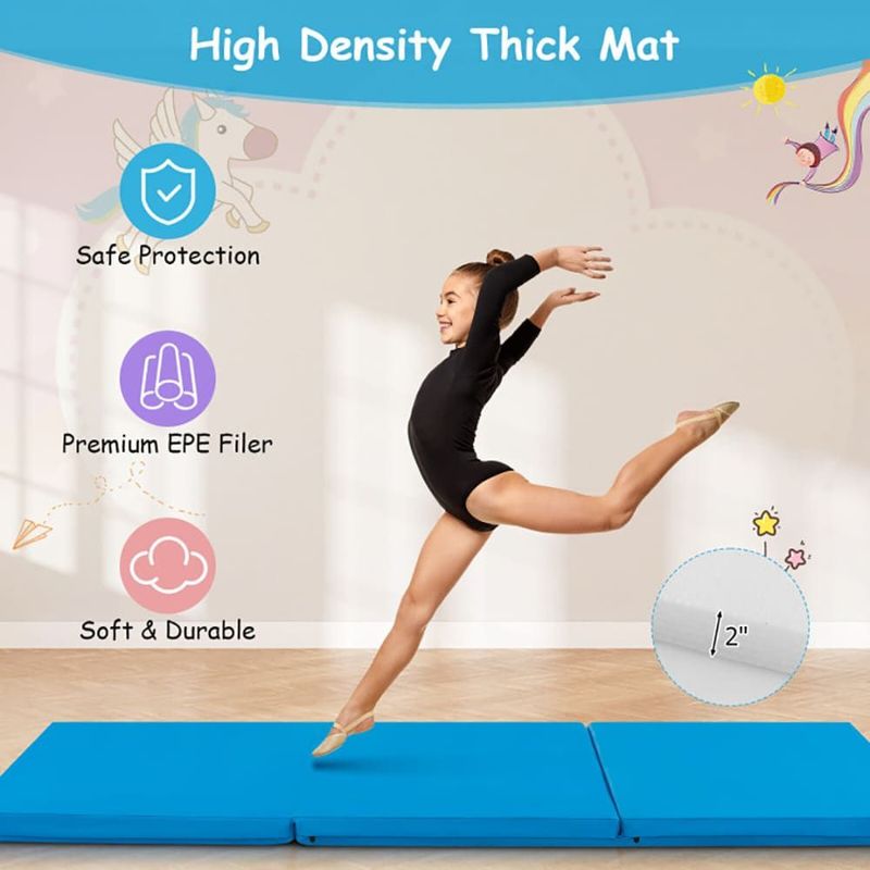 6 X 2 FT Tri-Fold Gym Mat With Handles And Removable Zippered Cover_voghion.com