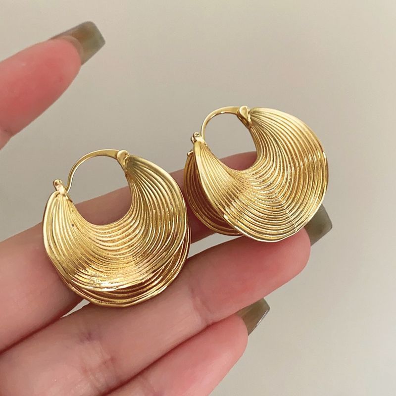 Nella nebbia ~ Orecchini con temperamento metallico, design semplice, tendenza a cerchio_voghion.com