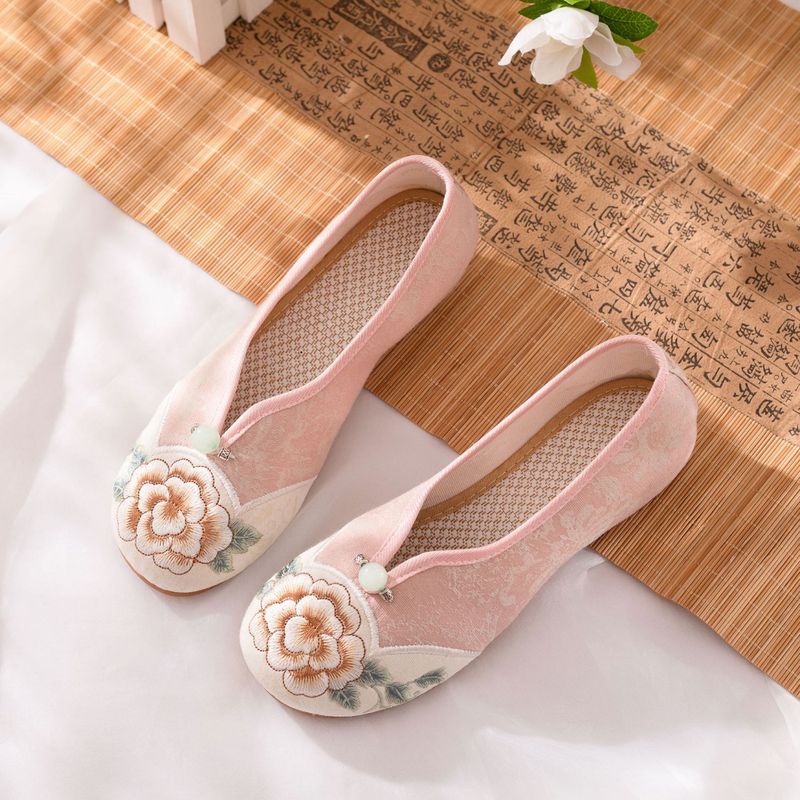Damenschuhe Sommer, neue alte bestickte Stoffschuhe, nationaler Stil, niedriger Absatz, Cheongsam-Stil, einzelne Damenschuhe_voghion.com