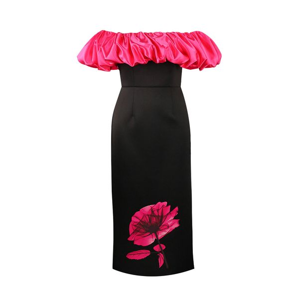 Women's one-shoulder dress French elegant style large size high waist long skirt_voghion.com