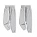 Men's Performance Polyester Sweatpants - Slim & Loose Fit With Drawstring Waist & Utility Pockets (Black/Light Gray)_voghion.com