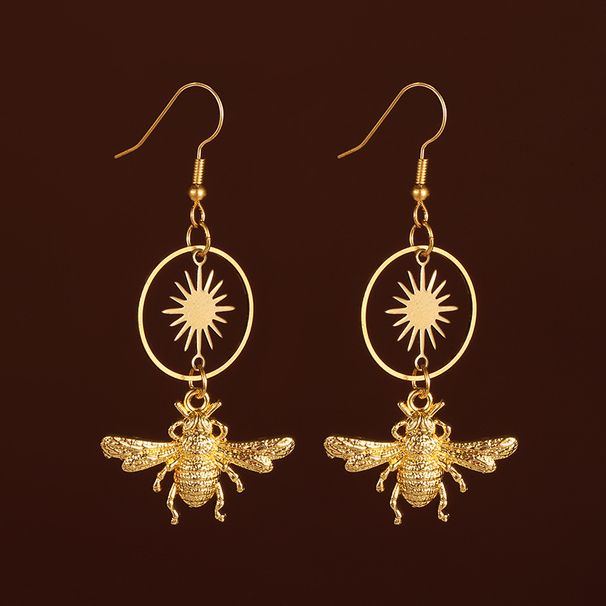 Orecchini vintage con ciondolo ape e sole dorati_voghion.com