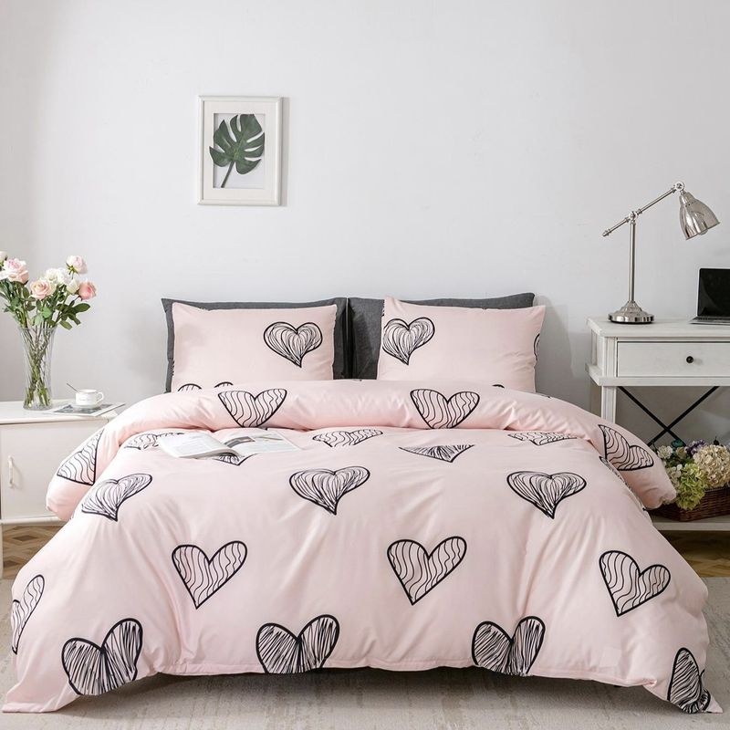 Set copripiumino stampato di alta qualità - Biancheria da letto traspirante in 100% cotone con chiusura a cerniera (misura matrimoniale/king size, vari colori)_voghion.com
