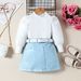 Mother & Kids Children's Clothing For Small And Medium Sized Girls, New Autumn Suits, Puff Sleeve Tops + Pu Leather Skirts + Belts, Three Piece Suits_voghion.com