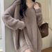Imitation Mink Soft Waxy Sweater Women's V-neck Thin Medium And Long Pullover Knitted Sweater_voghion.com
