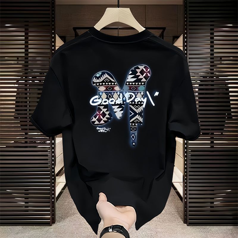 Miesten vaatteet Muoti Merkki Muoti Pyöreäkaula-aukkoinen lyhythihainen T-paita Miesten 2024 Summer Ins Trendikäs komea Internet-julkkis Topit -paita_voghion.com