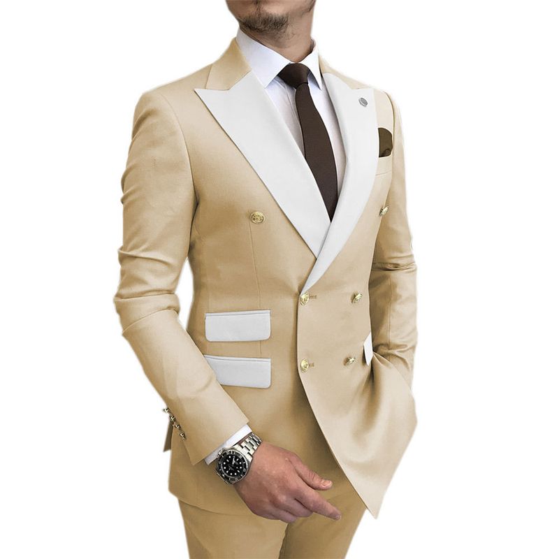 Herrenbekleidung Zweiteiliger Anzug Hochzeit Bräutigam Trauzeugenanzug Herren Business-Anzug_voghion.com