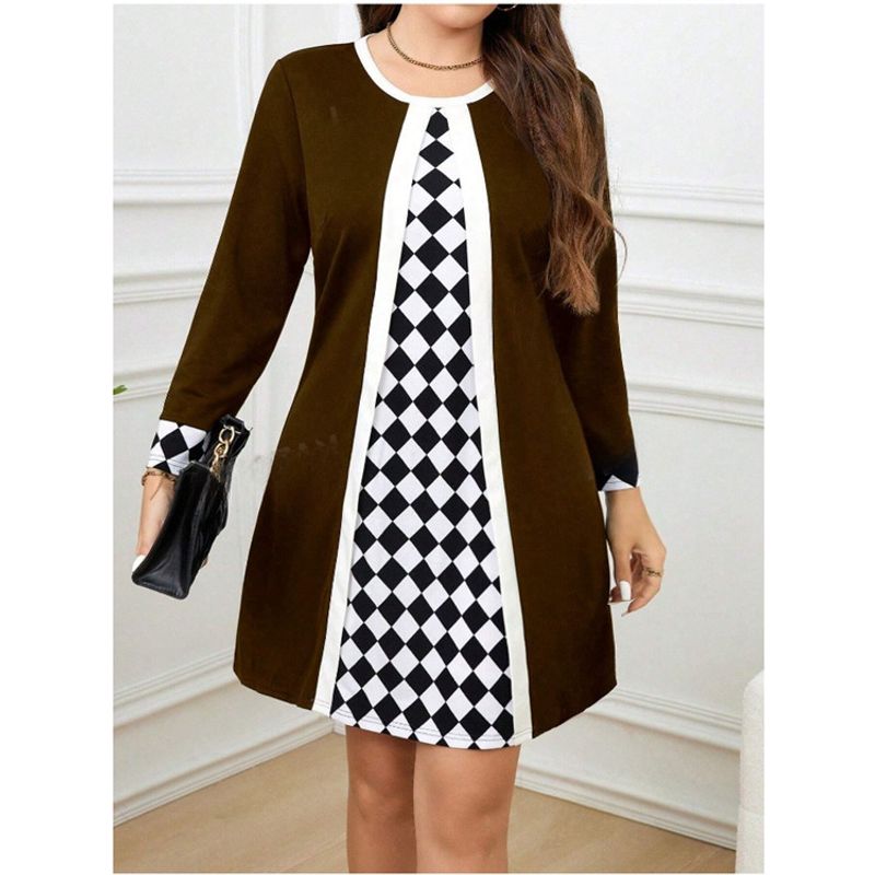 Women's Clothing Wish Spring And Autumn Fashion Long Sleeved Spliced Shirt Dress_voghion.com
