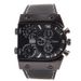 Men's Stylish Casual & Business Watch With Triple Time Zone Display, Large Oval Dial, Genuine Leather Strap, Alloy Case Three Time Large Dial Watch_voghion.com