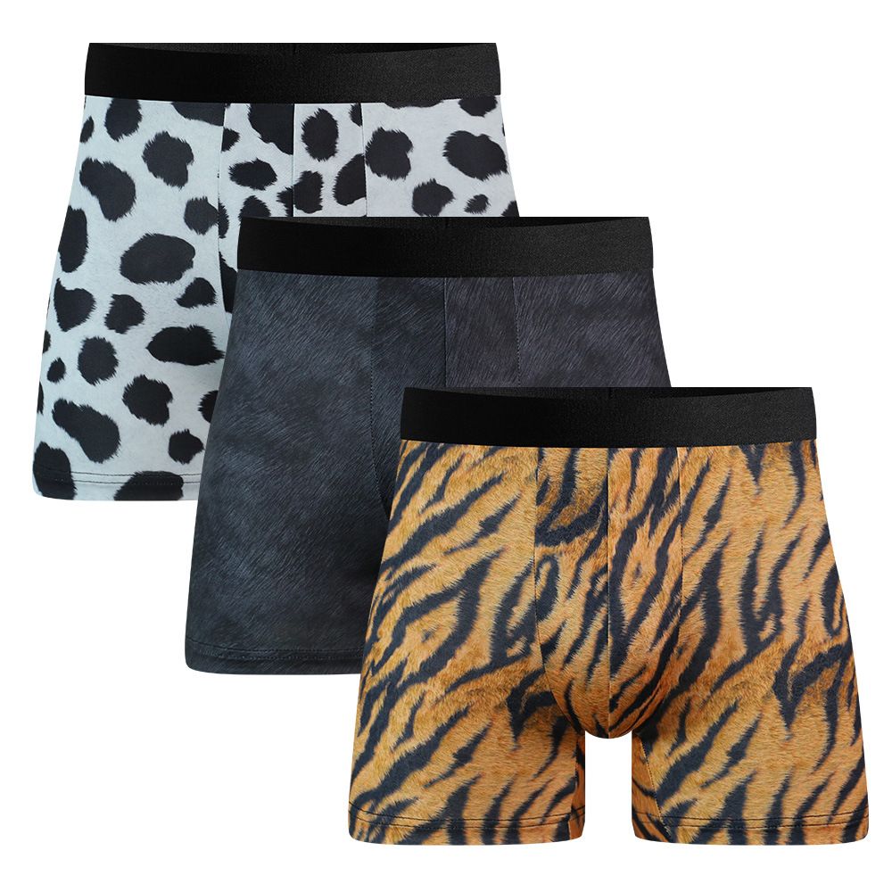 NOKO 3-pack Men's Underwear Personalized Digital Printing Breathable And Comfortable Boys' Boxer Briefs Trendy And Fashionable Men's Trousers_voghion.com