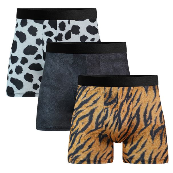 NOKO 3-pack Men's Underwear Personalized Digital Printing Breathable And Comfortable Boys' Boxer Briefs Trendy And Fashionable Men's Trousers_voghion.com