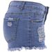 Dameskleding Hoge taille katoenen blauwe shorts gewassen slim lichte kleur Dames rechte denim shorts_voghion.com