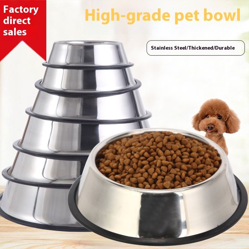 Stainless steel dog high end anti slip bowl food basin tableware sizes pet supplies_voghion.com