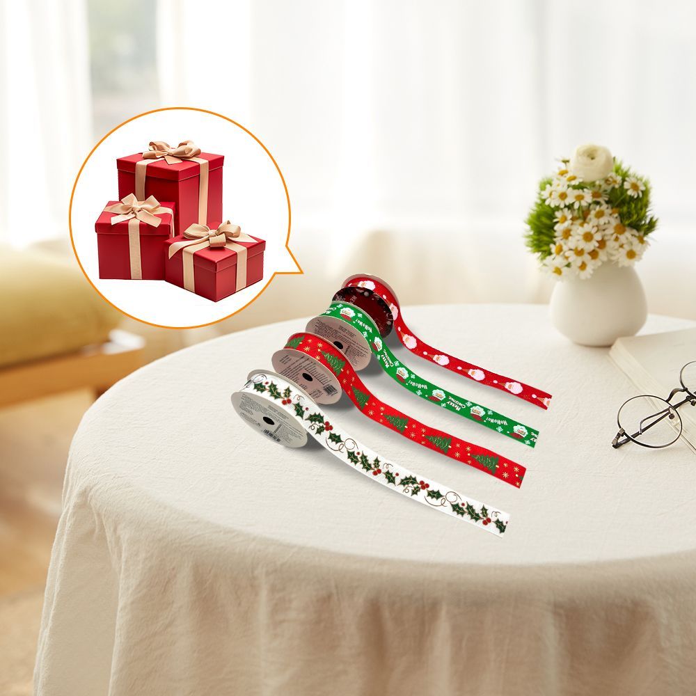 Christmas Decor Essentials - 2.5cmX3m Mixed Ribbon Rolls 24pcs_voghion.com