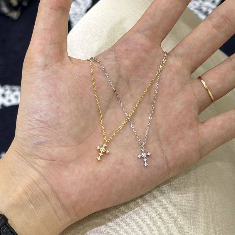 Collana a strati con zirconi intarsiati, stile INS, placcata in argento puro oro 14K, per donna, catena per clavicola_voghion.com