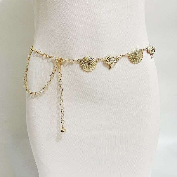 Catena per il corpo pesante artigianale in stile etnico bohémien, con conchiglia in metallo, da donna_voghion.com
