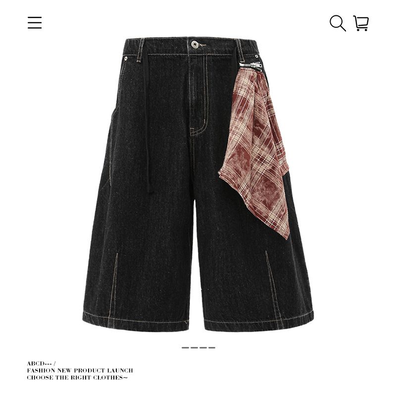 Pantaloni corti casual estivi unisex con design a sciarpa quadrata con colori a contrasto, stile retrò, da uomo_voghion.com