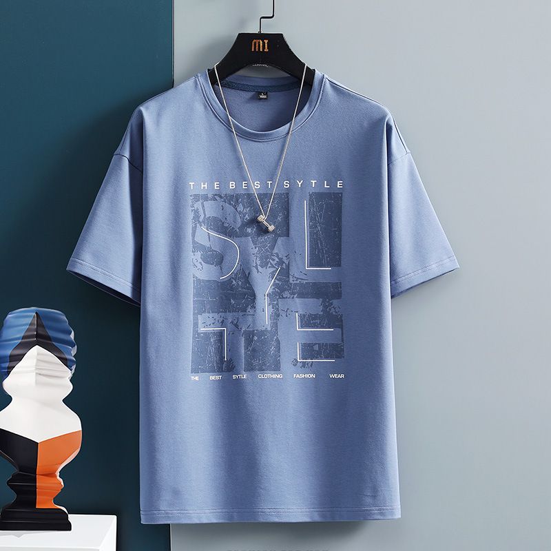 Herretøj Brevtrykt kortærmet T-shirt Herre sommer Ny stil Løs T-shirt Teenagere Modemærke Kortærmet tøj_voghion.com