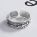 Anello aperto regolabile alla moda in argento puro con motivo a onde oceaniche, stile freddo, per uomo_voghion.com