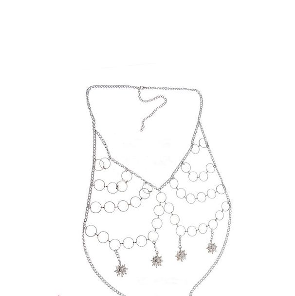 Punk Style Body Chain - Edgy Coin Pendant Chest Jewelry With Exaggerated Chain Design_voghion.com