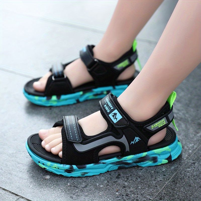 Sandálias de plataforma com tiras abertas e camuflagem da moda para meninos, sandálias leves, sola macia e antiderrapantes para primavera e verão_voghion.com