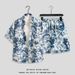 Abbigliamento maschile Abito in seta ghiacciata Camicia estiva a maniche corte da uomo ad asciugatura rapida, ampia taglia, pantaloncini da spiaggia floreali, coppia, coordinato, due pezzi_voghion.com