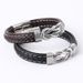 Bracciale da uomo in pelle PU con chiusura magnetica intrecciata, bracciale punk in lega geometrica_voghion.com