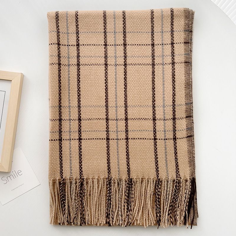 Sciarpa scozzese in stile artistico letterario classico per le donne in autunno e inverno, imitazione del cashmere versione coreana versatile_voghion.com