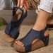 Summer Women's Wide Width Gladiator Sandals - Vintage Platform Wedge Peep-Toe Slides With Comfort Arch Support_voghion.com
