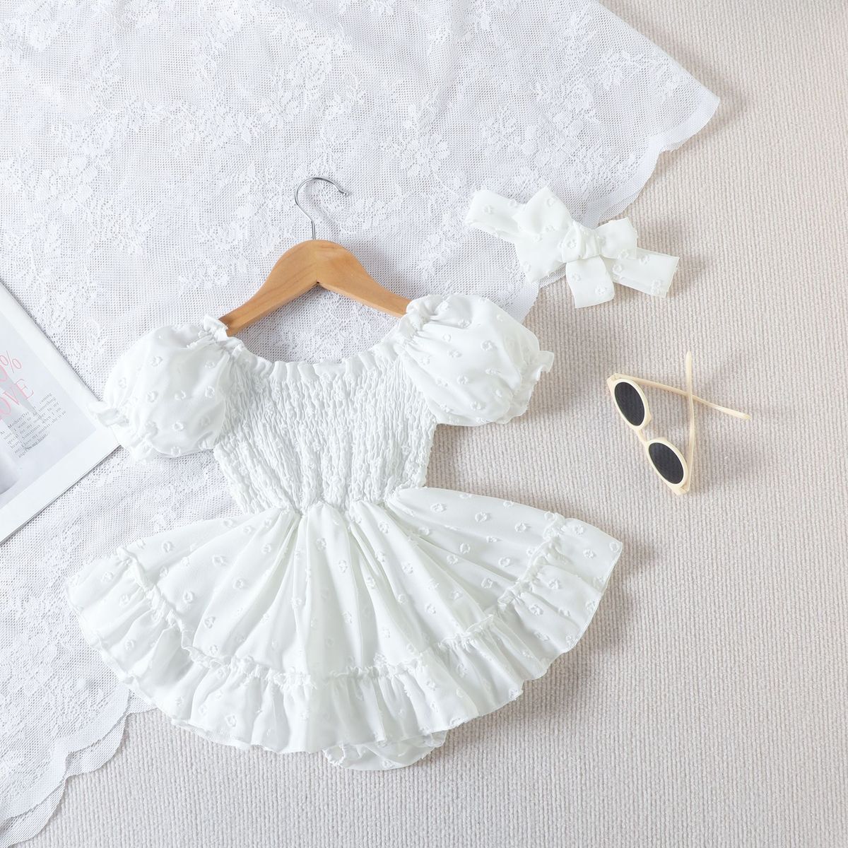 Kinderkleding nieuwe babyjurk uw baby effen kleur lotusblad kant één jaar oude jurk_voghion.com