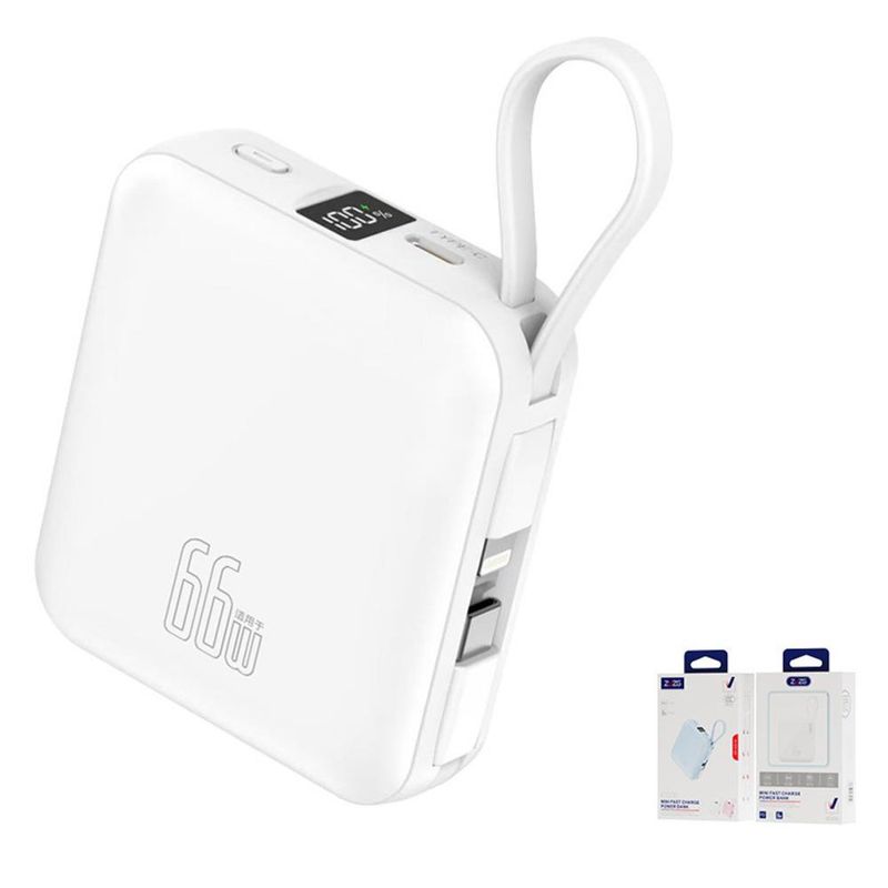 10000mAh Portable Charger With Built-in Cable – 22.5W Fast Power Bank, Compact External Battery For Phones_voghion.com