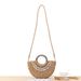 Borsa a mano minimalista in rafia semicircolare - Borsa da spiaggia intrecciata con conchiglie naturali, borsa a tracolla boho chic per donna_voghion.com