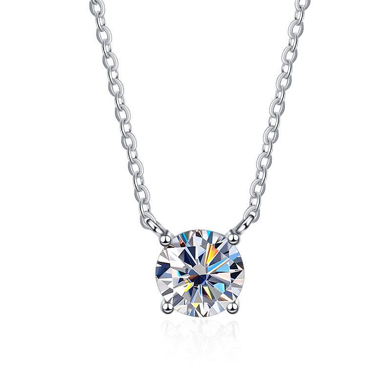 Tancise D Color 1/2/3/5 Carat Moissanite Pendant Necklace  Silver Chain Plate Pt950 Gold For Woman Fine Jewelry GRA_voghion.com