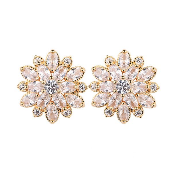 Ruose Jewelry Suower Doppelschicht Zirkon Ohrstecker Mode Damen Kupfer Ohrringe Zubehör_voghion.com