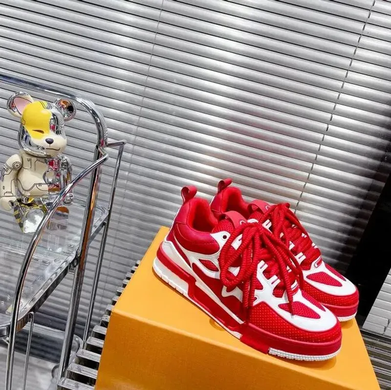 Σχεδιαστής Skate Sneaker Virgil Casual Παπούτσια Calfskin Abloh Μαύρο Λευκό Πράσινο Κόκκινο Μπλε Δερμάτινες επικαλύψεις με μέγεθος κουτιού_voghion.com