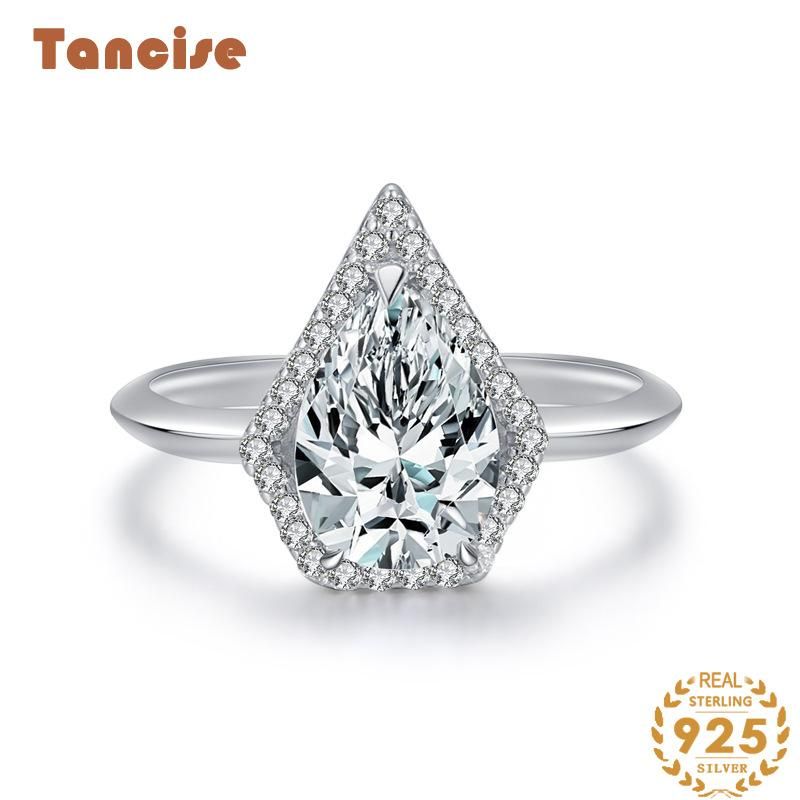 Tancise Anello in argento con zirconi classici Gioielli da donna Promessa di nozze Regalo per feste_voghion.com