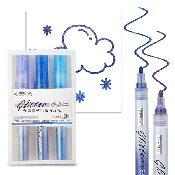 S310 Glitter Acrylic Markers Set - 18 Vibrant Colors With Sparkle Effect, Perfect For Art, Highlighting & Creative Projects, Long-Lasting Ink_voghion.com
