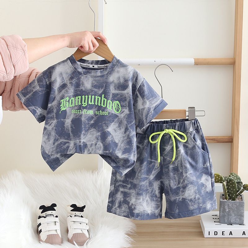 Ropa para niños, trajes de verano para niños, ropa de verano para bebés, trajes de dos piezas de manga corta y estilo urbano._voghion.com