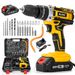 Hilda 21V Cordless Drill Driver With Lithium Battery, 1350 RPM, 25Nm Torque, 6 Variable Models (1/2 Batteries & Accessories Included)_voghion.com