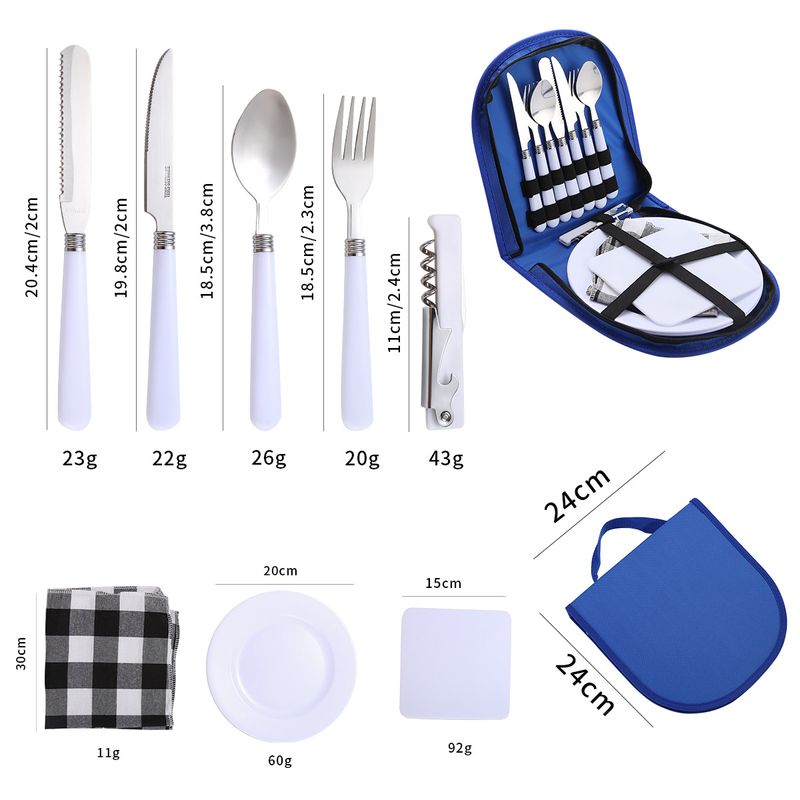 Outdoor Tableware Storage Bag Double Tableware Set Storage Bag Western Food Knife Fork Spoon Plate Set_voghion.com