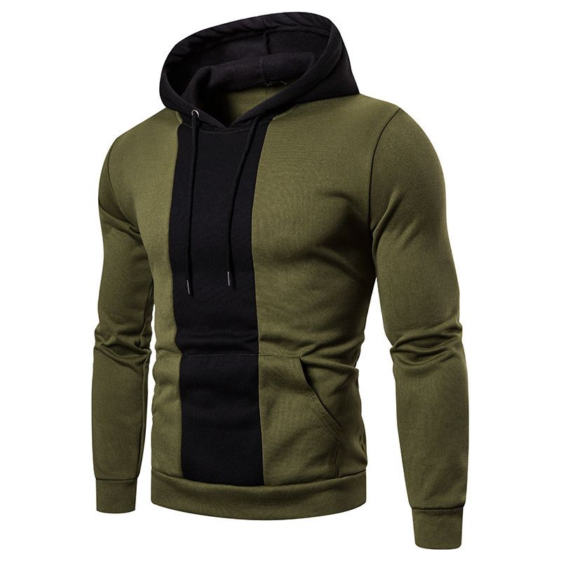 Classic men's long sleeved color blocked casual hooded sweatshirt_voghion.com