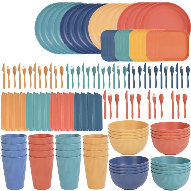 Eco-Friendly Wheat Straw Dinnerware Set – Complete Cutlery & Tableware Kit (Bowls, Plates, Cups, Knife, Fork, Spoon) | Portable & Lightweight​_voghion.com