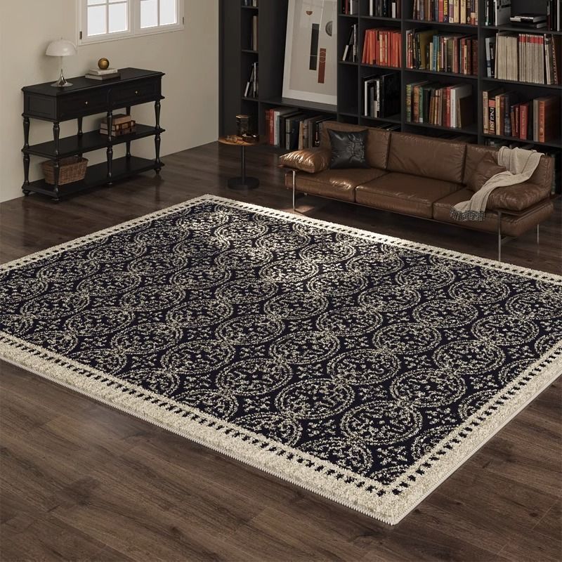 Alfombra de poliéster suave con estampado geométrico, antideslizante y lavable, para sala de estar o dormitorio (varios tamaños y colores)_voghion.com
