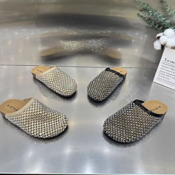 Baotou Water Diamond Mesh Respirável 2025 Verão Nova Moda Versátil Leve Estilo Luxo Chinelos Indústria Pesada_voghion.com