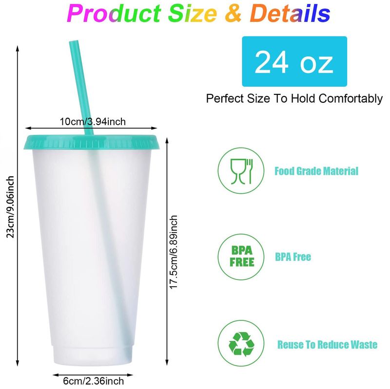 Opakowanie 15 słomek do kawy mrożonej, podróżne, urodzinowe, wielokrotnego użytku plastikowe kubki_voghion.com