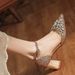 6666-3 Scarpe con tacco grosso, paillettes, strass, fibbia, cinturino singolo, abito da banchetto da sposa, tacchi alti, eleganti glitter_voghion.com
