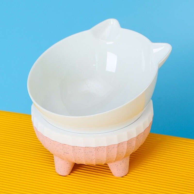 Proteção de pescoço inclinado para gato, talheres anti-batida, tigela de pé alto estilo nórdico para animais de estimação_voghion.com
