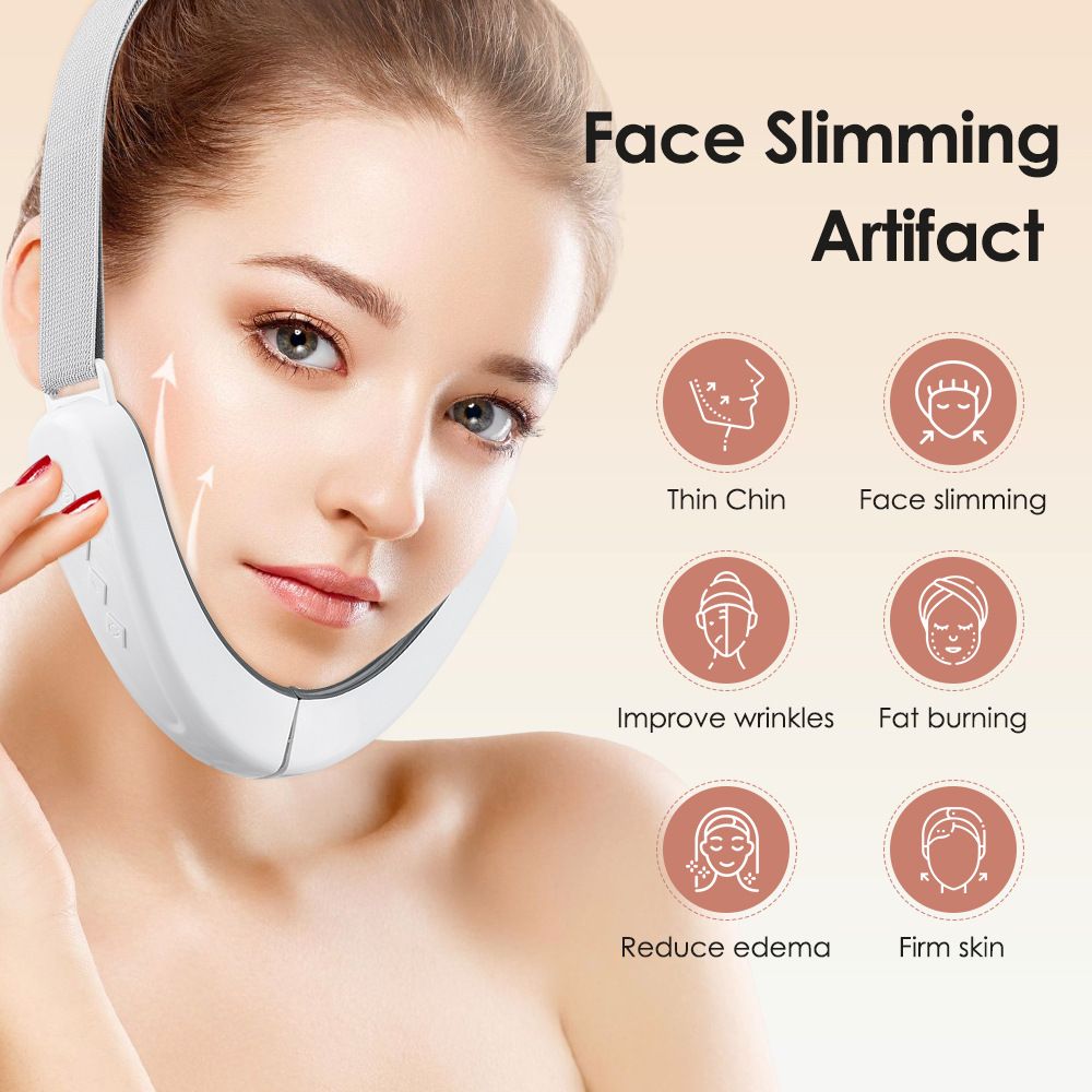 New white with lifting and firming, intelligent V-face, 12 speed voice, micro current facial slimming device_voghion.com